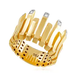 Anel Geometric de Ouro Amarelo com Diamantes - ARO 17 (Não Altera)