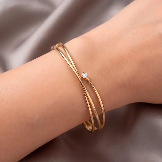 Bracelete de Ouro Amarelo com Diamante