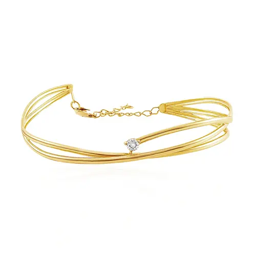 Bracelete de Ouro Amarelo com Diamante