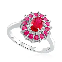 Anel de Prata com Safiras Rosa, Diamantes e Rubi.