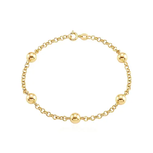 Pulseira Elos Portugreses com 5 Esferas em Ouro Amarelo