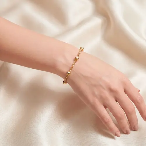 Pulseira Elos Portugreses com 5 Esferas em Ouro Amarelo