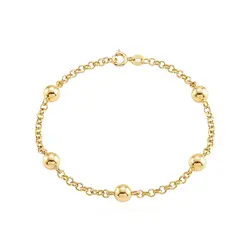 Pulseira Elos Portugreses com 5 Esferas em Ouro Amarelo