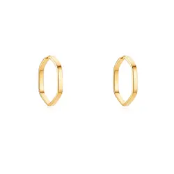 Par de Brincos Argola Hexagono de Ouro Amarelo