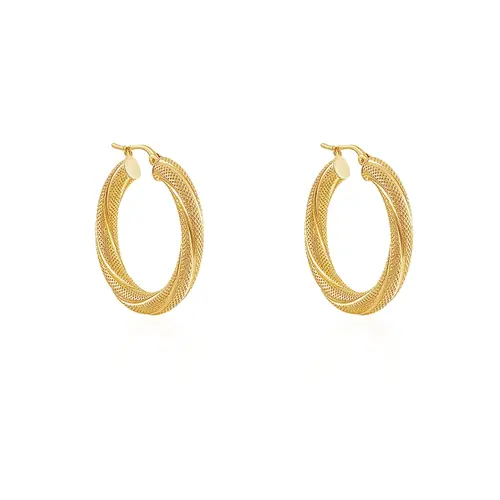 Par de Brincos Argola Trançada de Ouro Amarelo