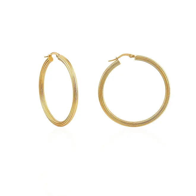Par de Brincos Argola Frisado de Ouro Amarelo