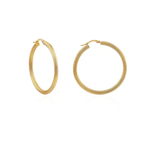 Par de Brincos Argola Frisado de Ouro Amarelo