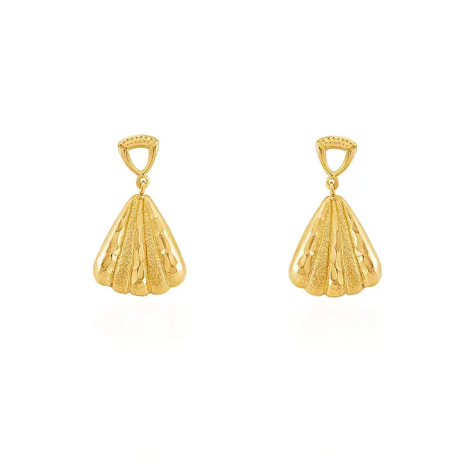 Par de Brincos Concha de Ouro Amarelo