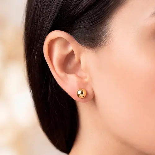 Par de Brincos Esfera em Ouro Amarelo 124703
