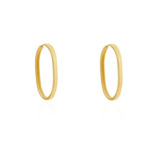 Par de Brincos Argola Oval de Ouro Amarelo 124709