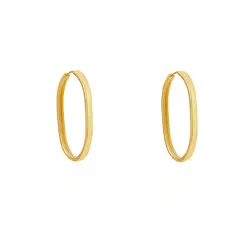 Par de Brincos Argola Oval de Ouro Amarelo 124709