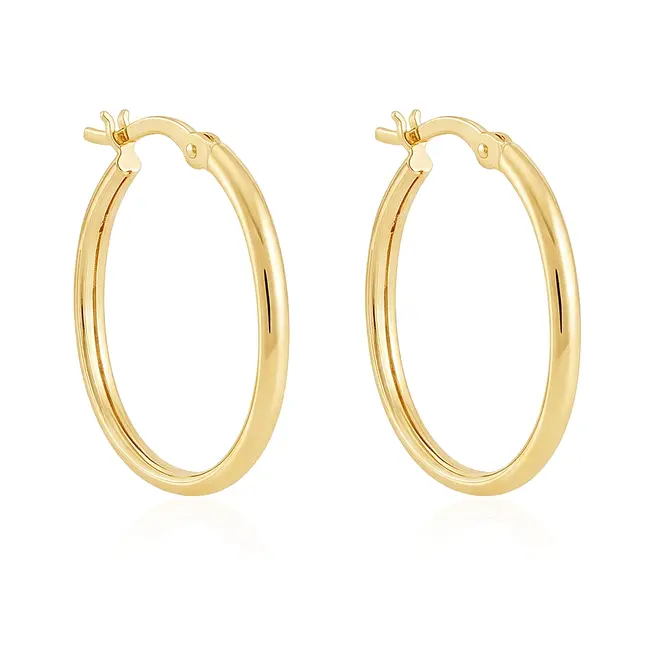 Par de Brincos Argola Oval de Ouro Amarelo 124710