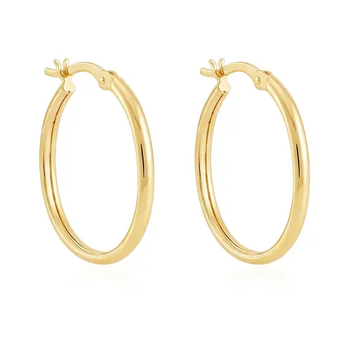 Par de Brincos Argola Oval de Ouro Amarelo 124710