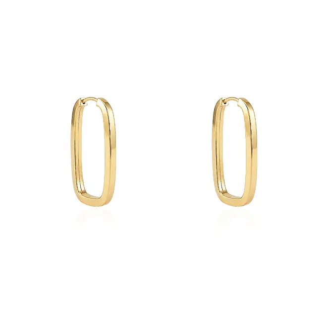 Par de Brincos Argola Retangular de Ouro Amarelo 124715
