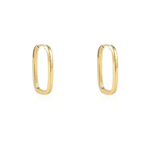 Par de Brincos Argola Retangular de Ouro Amarelo 124715