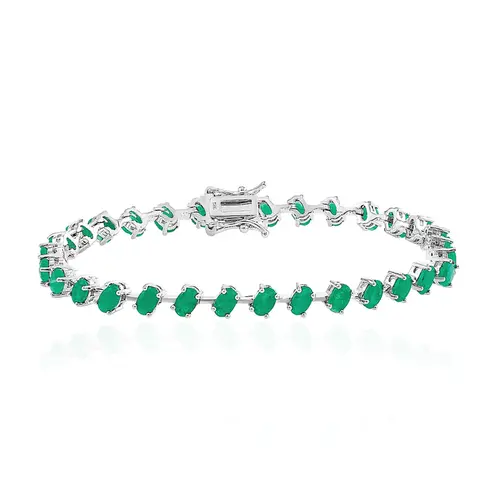 Pulseira de Prata com 31 Esmeraldas Oval Totalizando 16,0 Cts.