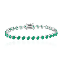 Pulseira de Prata com 31 Esmeraldas Oval Totalizando 16,0 Cts.