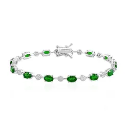 Pulseira de Prata com 13 Turmalinas Verdes.
