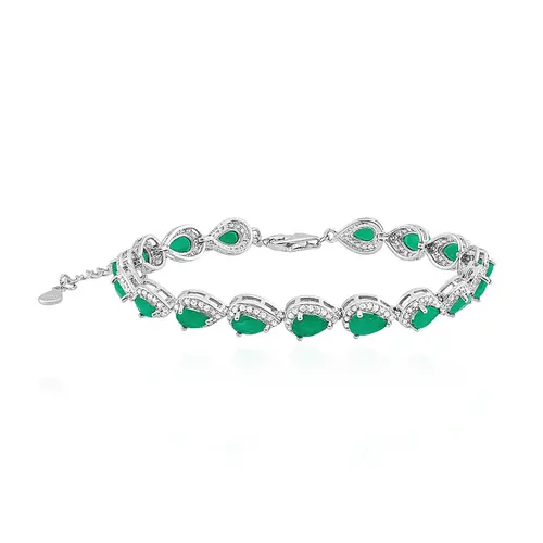Pulseira de Prata com 17 Esmeraldas Gota Totalizando 16,0 Cts.