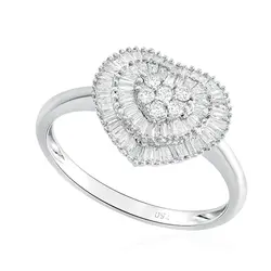 Anel Coração de Ouro Branco com Diamantes totalizando 43 pts.