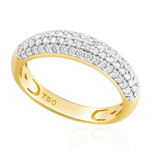 Anel Pavê de Ouro Amarelo com 70 Diamantes Totalizando 536 Pts.