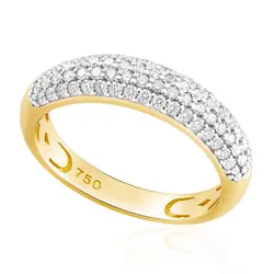 Anel Pavê de Ouro Amarelo com 70 Diamantes Totalizando 536 Pts.