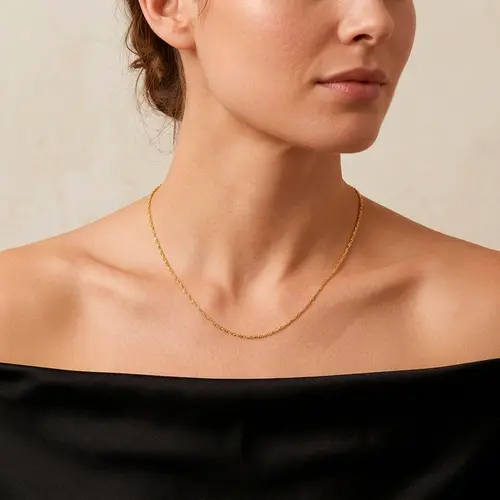Corrente Malha Singapura de Ouro Amarelo 124757
