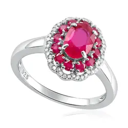 Anel de Prata com Diamantes e Rubis.