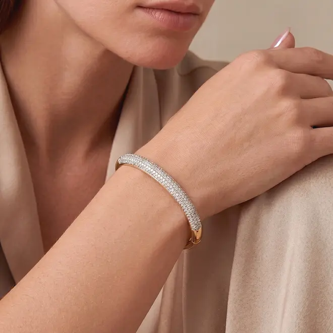 Bracelete de Ouro Amarelo 18K com Diamantes