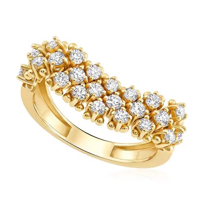 Meia Aliança Maleável Ouro Amarelo 18K com Diamantes