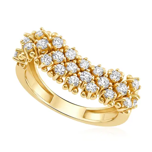 Meia Aliança Maleável Ouro Amarelo 18K com Diamantes