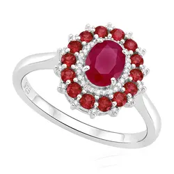 Anel de Prata com Diamantes, Gemas e Rubi. 124846