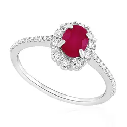 Anel de Prata com Diamantes e Rubi. 124848