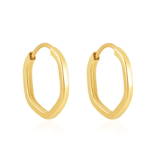 Par de Brincos Argola Sextavado de Ouro Amarelo.