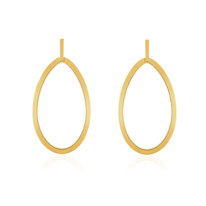 Par de Brincos Trabalhado Argola de Ouro Amarelo.
