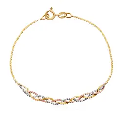Pulseira Laminas Transadas e Ouro 3 cores.