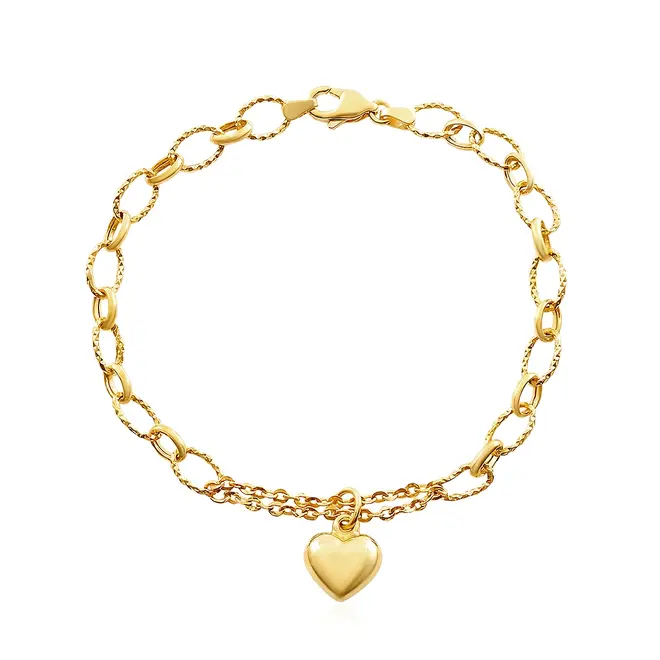 Pulseira Berloque Coração em Ouro Amarelo.