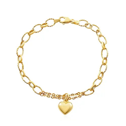 Pulseira Berloque Coração em Ouro Amarelo.