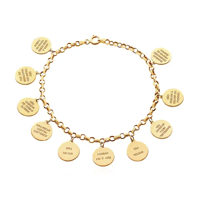 Pulseira Berloqueira de Ouro modelo 10 Mandamentos