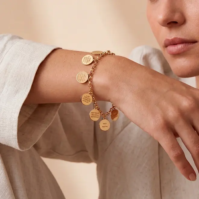 Pulseira Berloqueira de Ouro modelo 10 Mandamentos