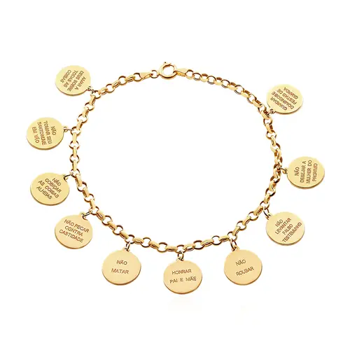 Pulseira Berloqueira de Ouro modelo 10 Mandamentos