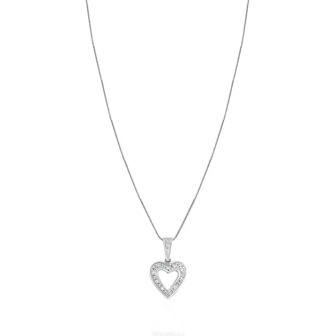Pingente Coração Ouro Branco com 11 Diamantes.