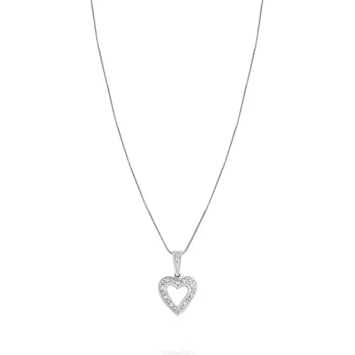 Pingente Coração Ouro Branco com 11 Diamantes.