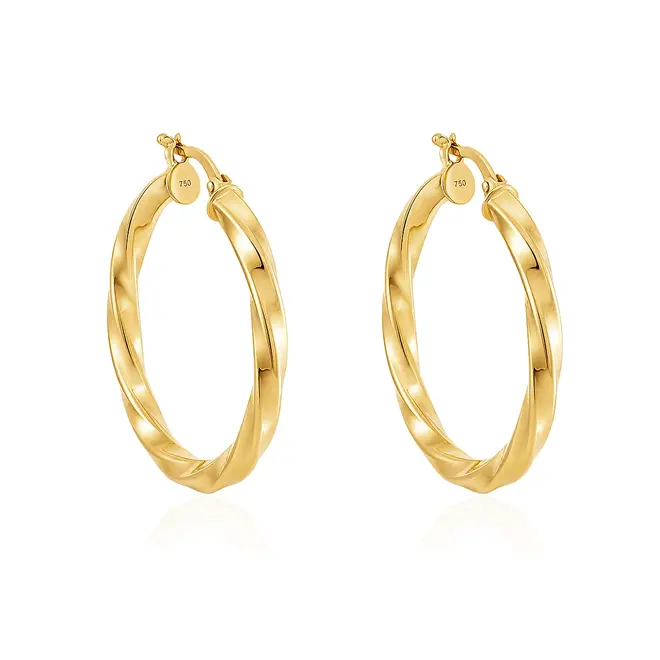 Par de Brincos Argola Torcida de Ouro Amarelo.  124890