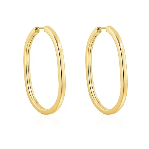 Par de Brincos Argola Oval de Ouro Amarelo.  124891