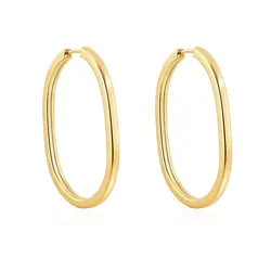 Par de Brincos Argola Oval de Ouro Amarelo.  124891
