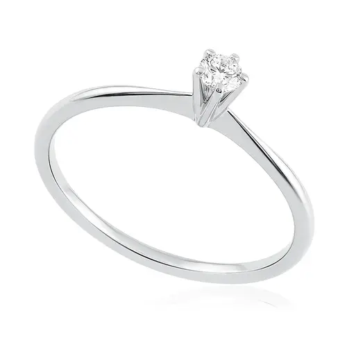 Anel Solitário de Ouro Branco com Diamante de 10 Pts. 124900