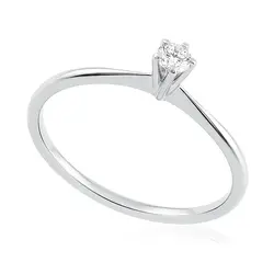 Anel Solitário de Ouro Branco com Diamante de 10 Pts. 124900