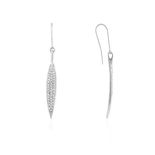 Par de Brincos Trabalhado Ouro Branco 18K com Diamantes