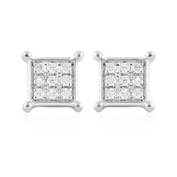 Par de Brincos Ouro Branco 18K com Diamantes